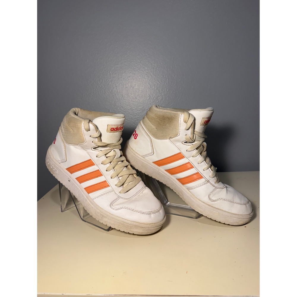 Adidas Hoops 2.0 Mid White Orange Red Sneakers EE6708 Mens 7 Womens 8.5